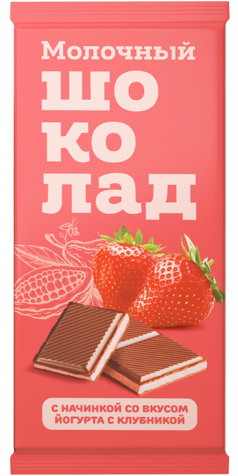  Меренга Шоколад молочный с начинкой Йогурт-Клубника,(блок 24шт по 80г)   в Орехово-Зуево