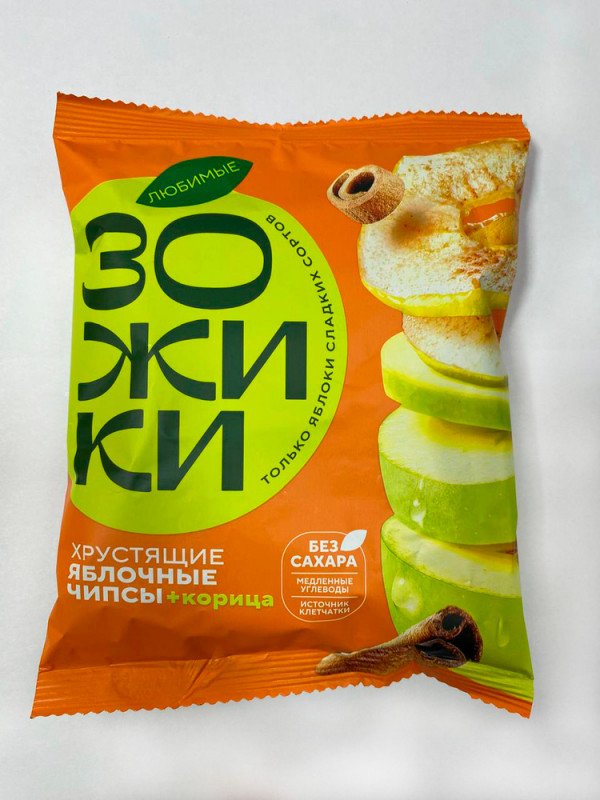 №1 Зожики Яблочные+корица чипсы, 25г  в Орехово-Зуево