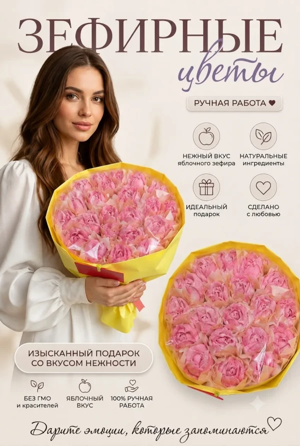№1 Букет Зефирный Размер XL розовый,350г в Орехово-Зуево